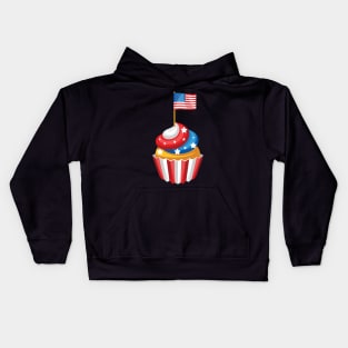 4th Of July Cupcake America Flag Holiday Party Kids Hoodie